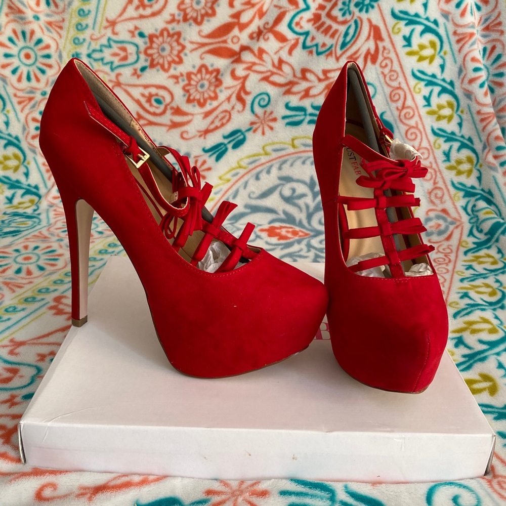 COPY - Justfab new red pumps 4 inch heel